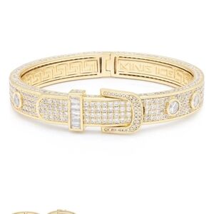 King Ice  Luxurious Gold and Silver Bracelet with Crystal Detailing